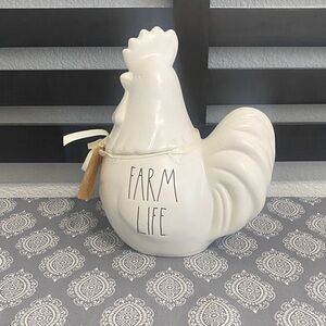 Rae Dunn Farm Life White Ceramic Rooster Canister